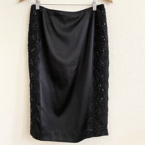 Vintage Dina Bar El 100% Silk Skirt Beaded Sequin Zip Back Size‎ 6 Made USA